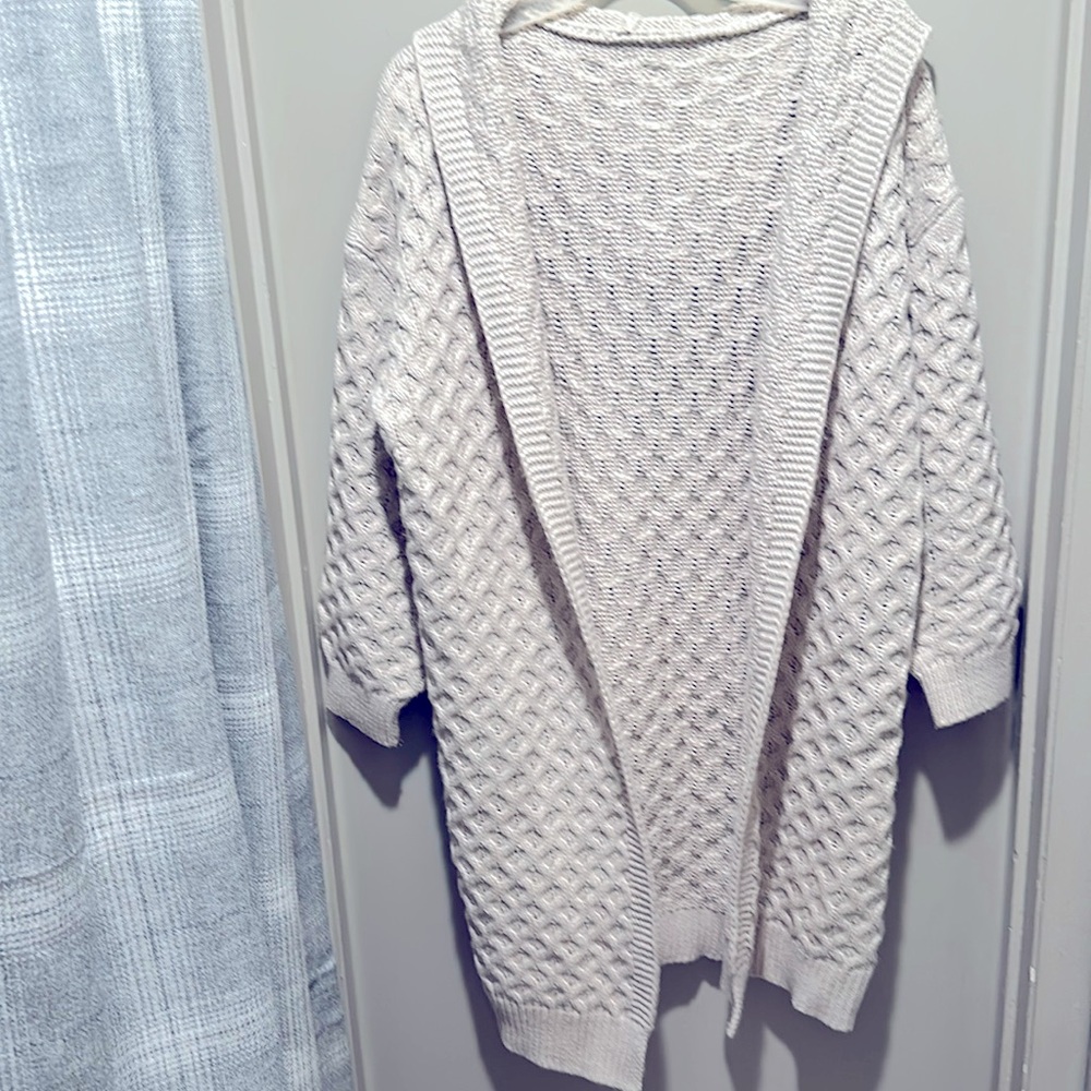 Hand Knit fromOpen QVC front hoodie cardigan sz XL sweater coat